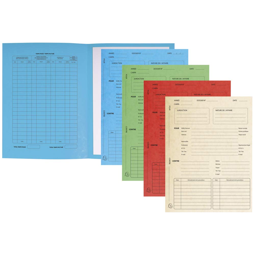 Exacompta - Ref 445118E - Nature Future Pre-Printed Records of Procedure Folders - 250 x 320mm in Size, Suitable for A4 Documents, 265gsm Material - Assorted Colours (Pack of 25) / French Text
