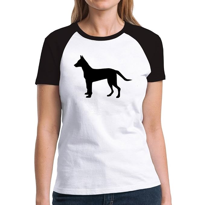 Eddany Dutch Shepherd Dog Silhouette Maglietta Raglan Donna
