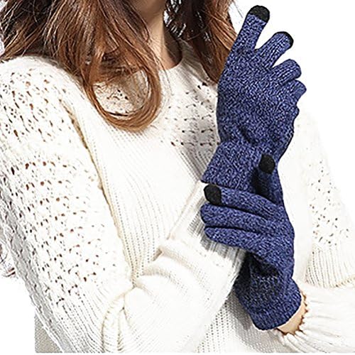 Touchscreen Gloves Mens&amp;Womens Non-Slip Winter Warm Knit Wool Glove (blue)
