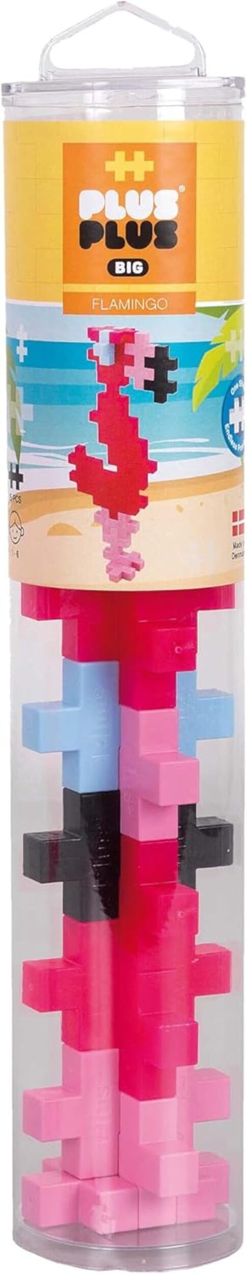 PLUS PLUS Building Blocks Toy - 15 pc Large Durable Pieces - Kids Construction Toys, Creative Learning Resources and STEM Play for Home and Travel - Toys For 1 Year Old Boys and Girls - Flamingo — image 1