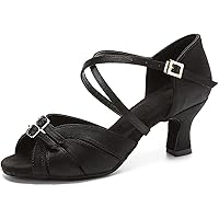 Rosefinch Women's Latin Dance Shoes - Satin, Suede Sole, 5cm Or 7cm Heel For Salsa, Tango, Ballroom