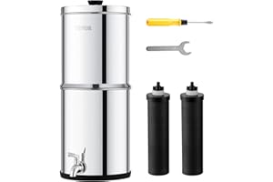 VEVOR Water Filter System, 2.25G 304 Stainless-Steel Countertop System, Water Filtration System, Reduces Lead and up to 99% o