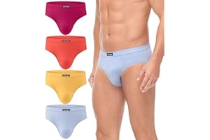 wirarpa Men's 100 Cotton Briefs Underwear No Fly Covered Waistband 4 Pack