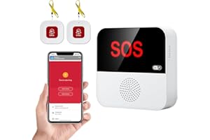 YASORN eMylo Wireless Caregiver Pager Smart Call System, Button 2 SOS Button 1 Receiver, WiFi Multi-Function Remote Control,Compatible with Smart Life APP/TUYA APP (2.4G WiFi only)