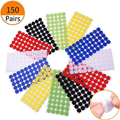 Vkey Colorful Hook and Loop Self Adhesive Fastener Dots Coins Sticky Back Heavy Duty Circles Best for Home, Office, Classroom and Crafts 6 Colors (2cm/150 Pairs) - Thumbnail 6