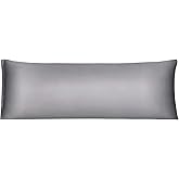 uxcell Satin Body Pillow Case, Grey Silky Body Pillowcases for Hair and Skin, 21x60 Long Pillow Covers with Zipper Closure