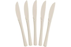 Exquisite Ivory Plastic Knives 100 Pcs Ivory Knives Disposable Utensils Heavy Duty Plastic Cutlery Set Disposable Cutlery Set