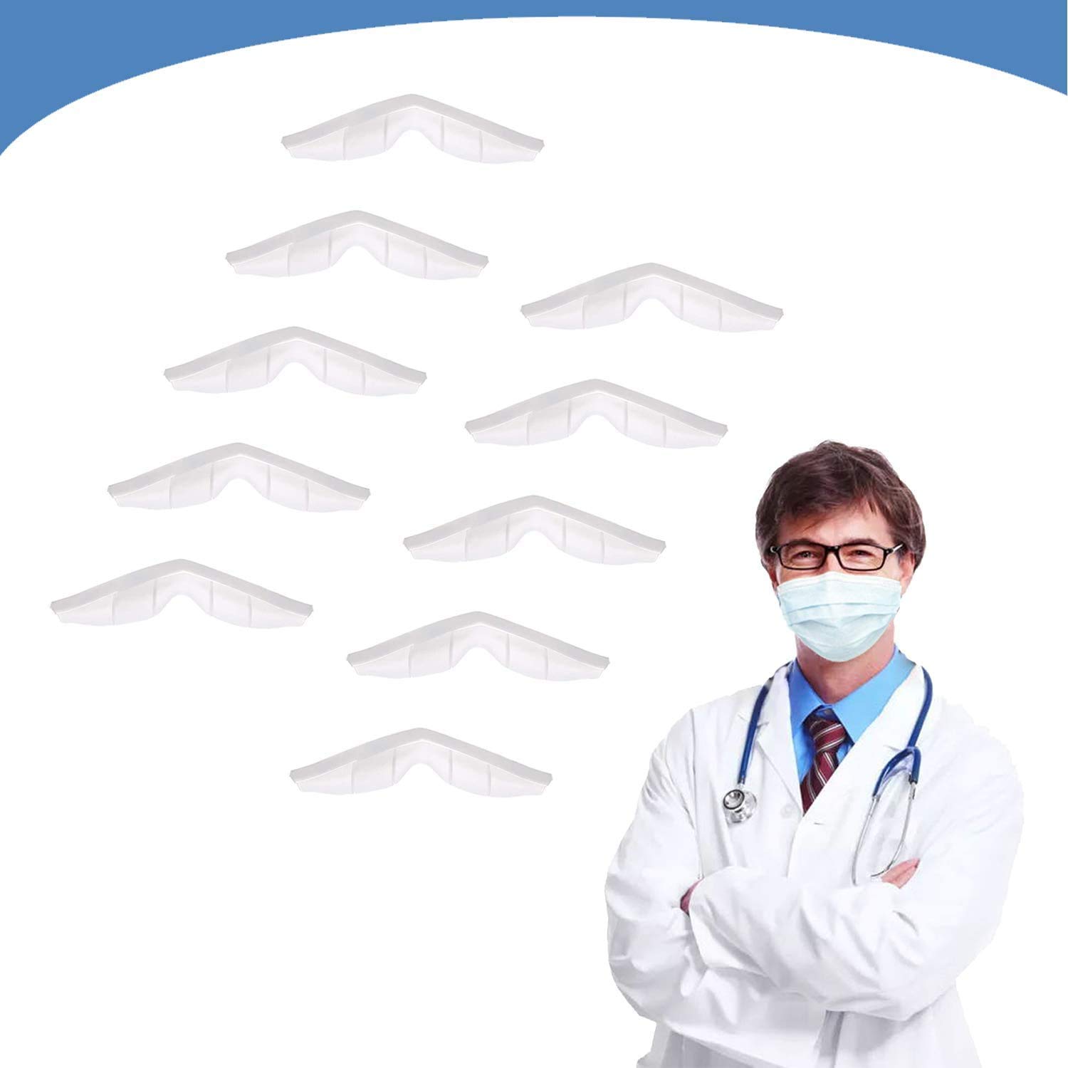 Anti Fog Nose Bridge, Silicone Nose Pads That Prevent The Glasses From Fogging, Comfortable And Breathable (10 PCS)