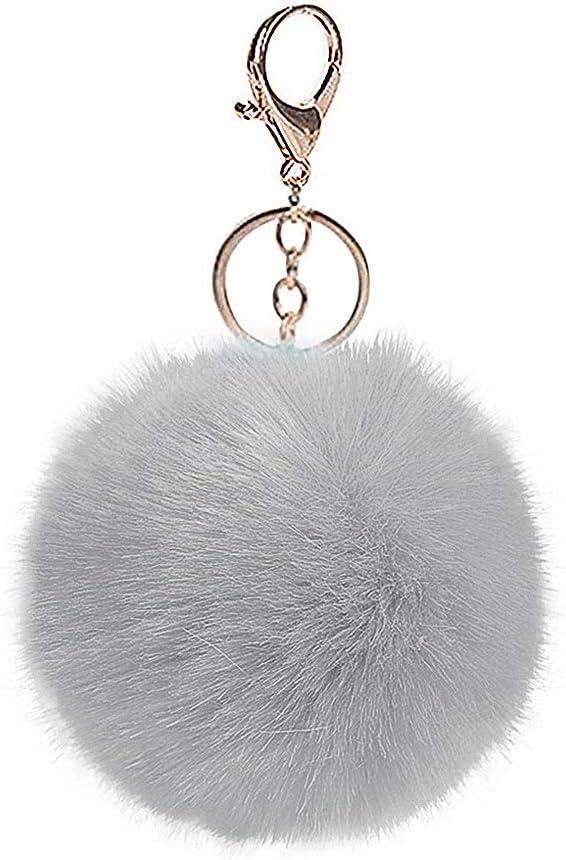 Tortor 1bacha Charm Faux Fur Pompon 2 Piece Pom Pom Fuzzy Ball with Keychain