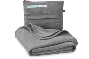 SAGEFINDS Airplane Travel Blanket | Compact Throw Blanket for Camping and Hiking | Converts into a Pillow | Travel Gift | Soft Jersey Knit | Fits in Backpack | Attaches to Luggage | Travel Essential