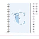 foedor Blue Bow Journal Notebook for Girls,Initial C Journals Personalized Diary Gifts for Teen Girl Kids,Monogrammed Gifts for Women,Trendy Coquette Cute Hardcover Spiral Notebook 5.5 x 8.3