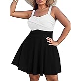 Sovoyontee Women Plus Size Tankini Swimsuit Two Piece Flowy Swimdress Bathing Suits with Shorts