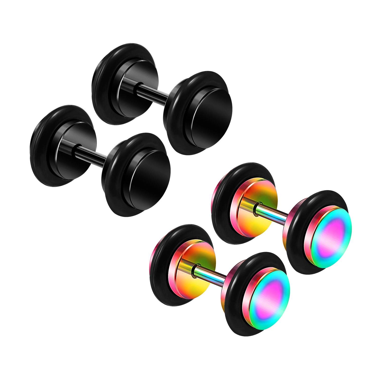 4PCS Anodized Black Rainbow 2g 6mm Black O-Ring Ear Gauge Plug Stretcher Lobe Earring Piercing Jewellery 4130