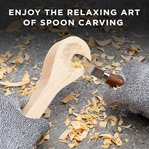 Elemental Tools Wood Spoon Carving Knife: Hook Knife Wood Carving Tool for Spoon, Kuksa Cup and Bowl Carving- 65mn Steel Spoon Carving Knife - Great Curved Knife for Beginners or Professional