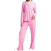 MANBEIYA Womens Pajama Sets 2 Piece Button Down Long Sleeve Soft Knitted Sleepwear Pjs Lounge Sets Nightwear