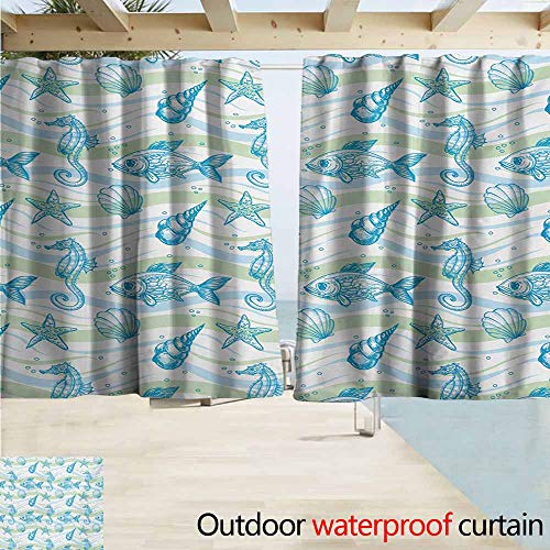 Docgike Nautical Grommet Extra Long Curtains Marine Ocean Shell