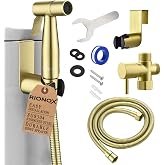 Rionox Handheld Bidet Sprayer Kit - Adjustable Water Pressure Jet for Toilet, Bidet for Toilet, Easy Installation, Quality Stainless Steel, Durable Internals, Leakproof Design (Gold)