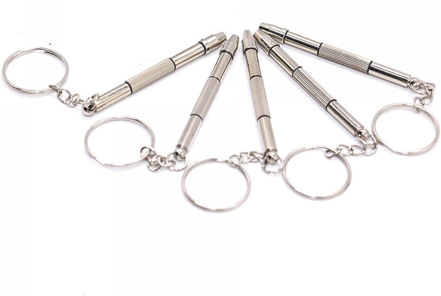 Gonioa 5 Pack 4 in 1 Aluminum Steel Eyeglass Screwdriver Sunglass Watch Repair Kit with Keychain Portable Screwdriver