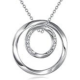 PYTALI Circle Necklaces S925 Sterling Silver Double Circle Necklace for Women Pendant Jewelry Gift for Mother’s Day Her
