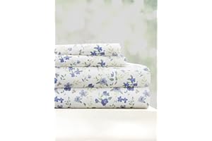 Linen Market 4 Piece Queen Sheet Set - Breathable, Double-Brushed Patterned Cooling Sheets – Oeko-TEX Certified Ultra Soft & Wrinkle-Free 16" Deep-Pocket Queen Sheets - Easy Care Blossoms Light Blue