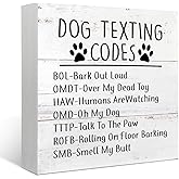 Mtrgdn Dog Texting Codes Rustic Dog Wood Box Sign Desk Decor Funny Dogs Paw Print Wooden Box Block Sign Decorations for Home Wall Tabletop Desk Decor Dogs Lover Gifts