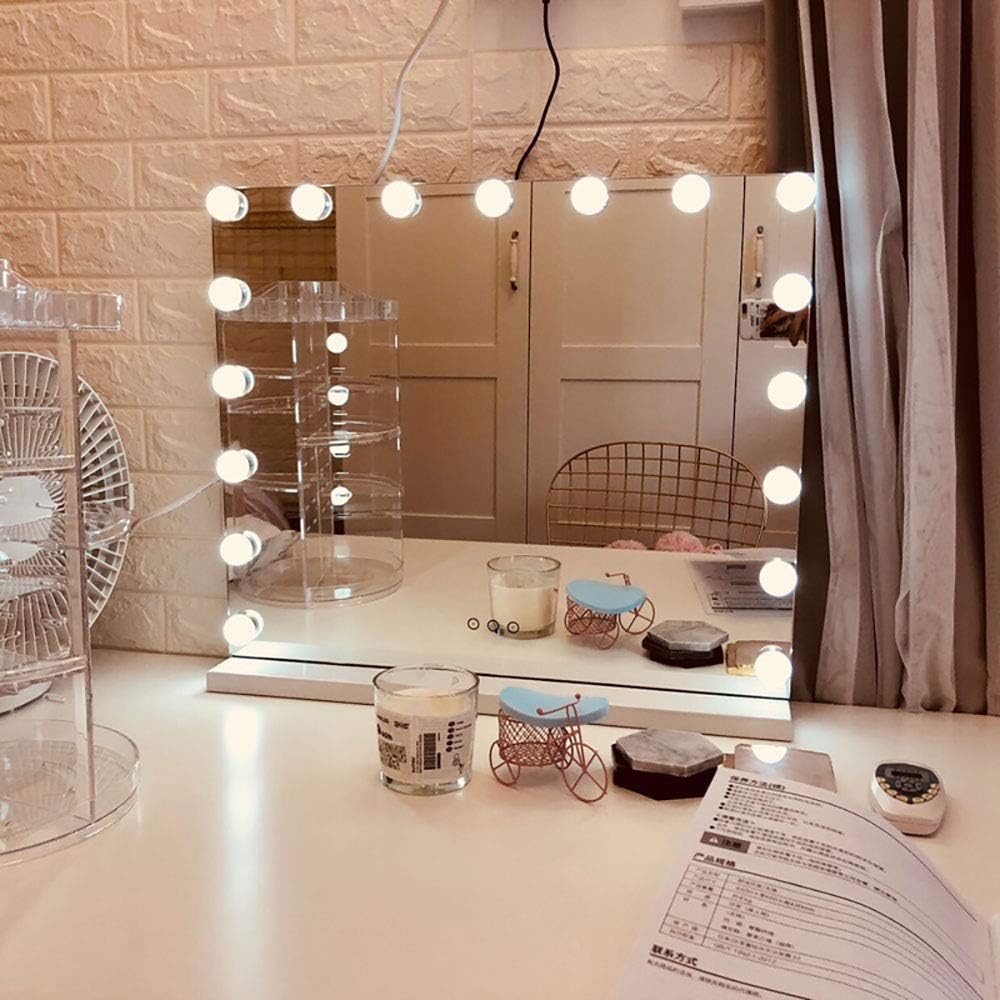 FENCHILIN Large Vanity Mirror with Lights, Hollywood Lighted Makeup Mirror with Dimmable LED Bulbs for Dressing Room & Bedroom, Tabletop or Wall-Mounted, Slim Metal Frame Design, White