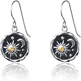 KaFu Retro Boho Sun and Moon Drop Dangle Earrings Unique lightweight Handmade Antiqued goldsilver Round coin Earrings for Women Girls Jewelry