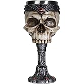 SUMMIT COLLECTION Crowned Gothic Ossuary Skull Wine Goblet Removable Stainless Steel Insert Stemware Sacrificial Ceremonial Skull Wine Chalice Goblet 7 Fl Oz Drinkware Halloween Decor