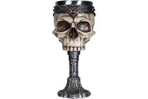 Crowned Gothic Ossuary Skull Wine Goblet Removable Stainless Steel Insert Stemware Sacrificial Ceremonial Skull Wine Cha