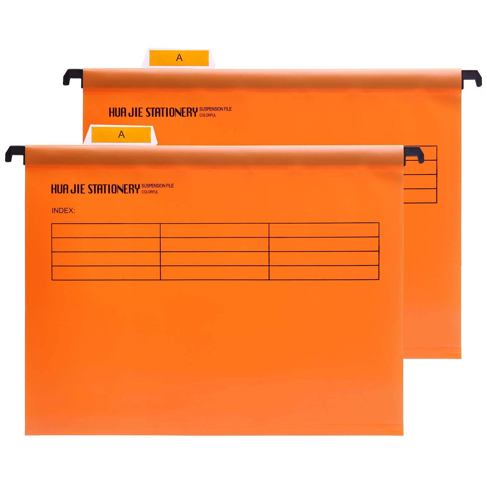 Srvnpioy Foolscap Suspension Files with Tabs and Card Inserts for Filing Cabinets, Measures 41 x 25 x 37 cm (12 Pack, Orange) Polypropylene Plastic Foolscap Hanging Filing Folders for Office Home