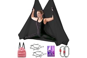 SAIVEN Aerial Silks-Aerial Yoga Hammock with Deluxe Yoga Swing Set, Flying Yoga, Aerial Dance(L:5m x W:2.8m)