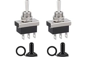 VEXUNGA KN3D-103 Toggle Switch 12V 25A On Off On SPDT Switch 12 Volt 3 Pin 3 Position Toggle Switches with Waterproof Cover for Auto Car (Pack of 2pcs)