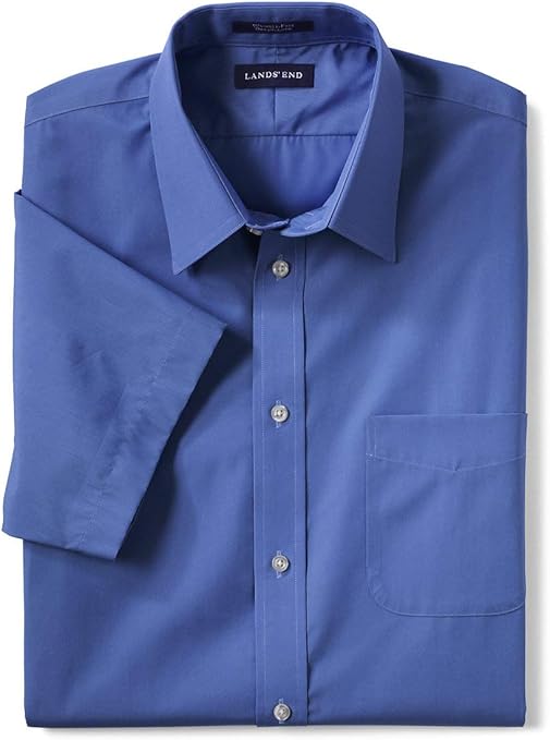 Lands' End Men's Short Sleeve Straight Collar Broadcloth Shirt at