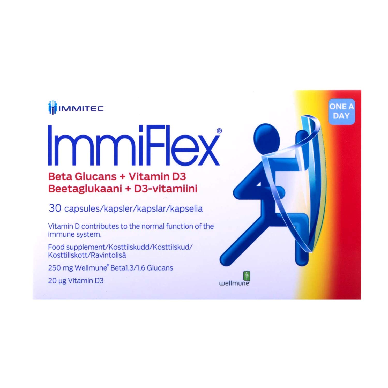 ImmiFlex | Clinically Proven Betaglucan Supplement | 250mg x 30 Vegetarian Capsules with Vitamin D
