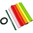 KYMY Crepe Paper Rolls with Iron Wires and Tape, 6 Rolls DIY Flower Kits with 6 Colors, Streamer for Birthday Wedding Holiday DIY Crafts Making