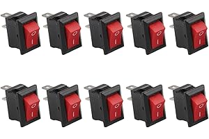 KCD11 Rocker Switch 10mm x 15mm, On Off 2 Pin Power Switch for Small Appliances, Rectangular Waterproof IP68 Rated, PBT Stain