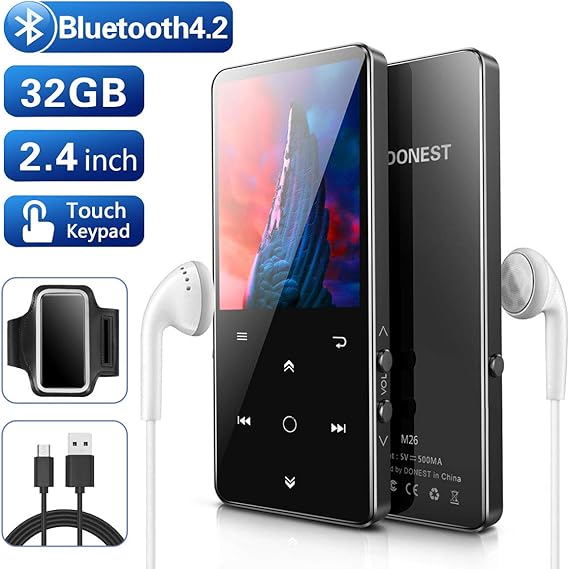 32GB MP3 Player with Bluetooth， DONEST Music Player with 2.