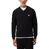 Lacoste Men's Monochrome Cotton V-neck Sweater