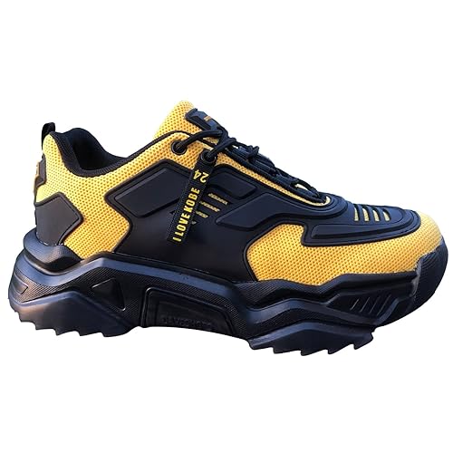Amazon Black And Yellow Track Shoes DAVESHOES Mamba 24 Mens Wide