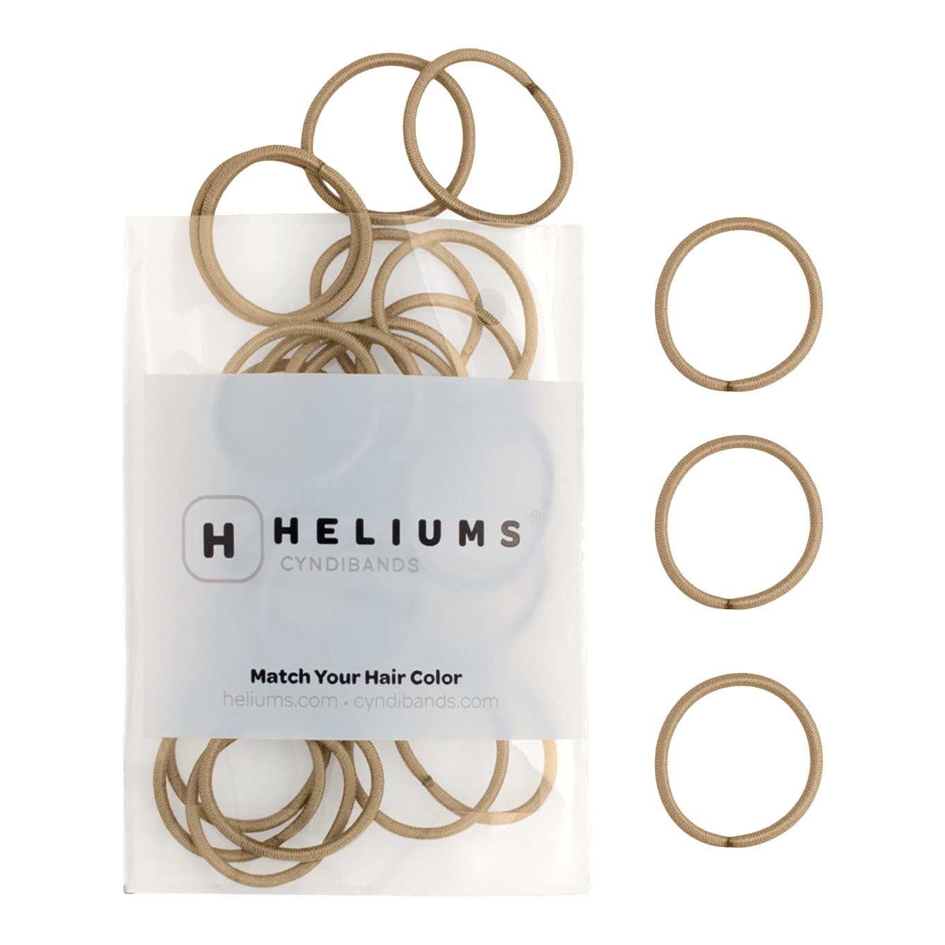 Heliums Small Hair Bands - Sandy Blonde - 2mm Hair Ties, 48 Count, 2.5cm Mini Hair Bobbles for Small Ponytails, Braids and Kids
