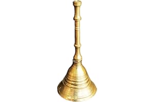 PARIJAT HANDICRAFT Handheld ghanti Indian Brass handbell Colorful Decorative Jingle Bell for Christmas mandir Pooja Items Wedding Diwali Home Office Decor Hand-Bell (3-Inch)