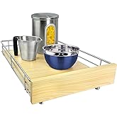 LYNK PROFESSIONAL® SELECT™ Pull Out Cabinet Organizer, 14" x 21" Slide Out Drawers for Kitchen Cabinets - Sliding Pull-Out Pantry Shelves – Home Shelf Organizers - Lifetime Ltd. Warranty, Wood Chrome