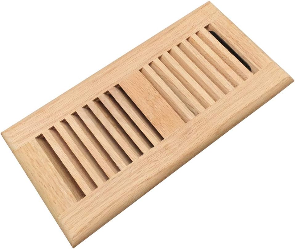 Registers, Grilles & Vents - Razo White Oak Wood Floor Register, Drop in Vent Cover with Damper, 6 x 10 Inch (Duct Opening), 3/4 Inch Thickness, Unfinished