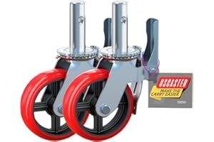 USCaster 8inch Scaffolding Wheels-Heavy Duty Locking Casters 1240LBS Capacity, Locking Stem Casters with Brake,Replacement for Scaffold, Shelves, and Workbench(2 Pack)
