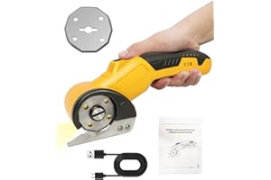 SauHandi Electric Box Cutter, Cordless Electric Scissors for Fabric,Leather,Carpet,4V Rechargeable box cutter with Led Light & Safety Lock Design