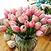 Tulip Pink 10 Pcs SOLEDI PU Real-touch Artificial Flowers for Bridal Bouquet Wedding Living Room Table Home Garden Decoration