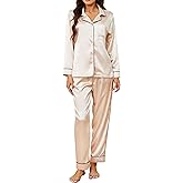 U2SKIIN Women Silk Pajamas Set, Long Sleeve Satin Pajamas for Women Sleepwear Button Down Pjs Set Two-piece