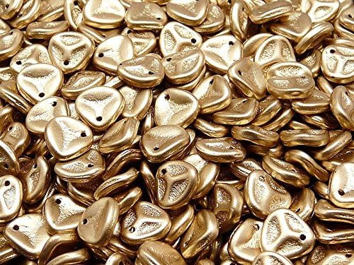 50pcs Rose Petal Beads - Czech Pressed Glass Beads in the form of rose petals, 7x8 mm, Crystal Bronze Pale Gold