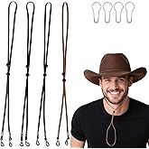 Idrese 4 Pieces Leather Hat Chin Straps for Men and Women Removable Cap Chin Cord 50cm Stampede Strings for Cowboy and Sun Hat