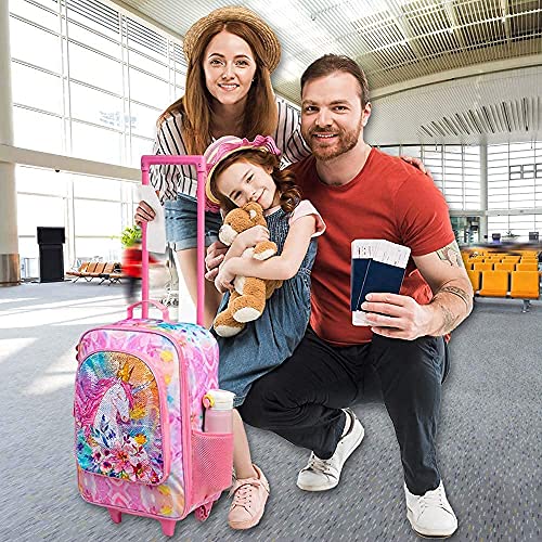 Kids Luggage for Girls, Unicorn Rolling Travel Carry on Suitcase for